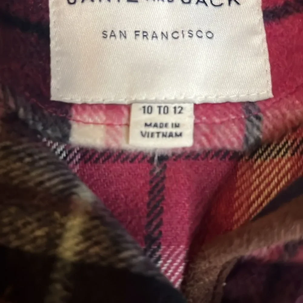 Janie and Jack Faux Fur Collar Pink and Black Plaid Cape, size 10/12